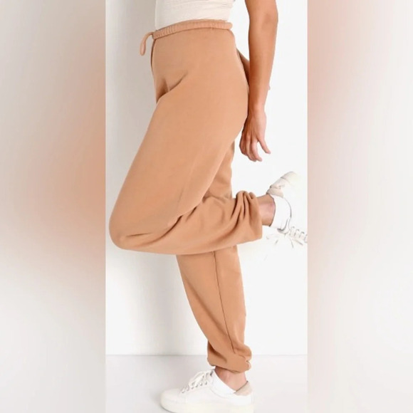 Joah Brown Pants - Joah Brown Oversized Jogger French Terry Light Brown Size XS/S